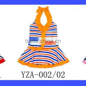Kids Stringy Selvedge Striped Tie Baby Girl One Piece Swimwear Beachwear Dress thumbnail-6