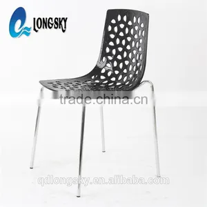 LS-4007 Wholesale New Designed Competitive Price Plastic Hollow Leisure Chair Stackable PP Plastic Chair Dining Chair thumbnail-1