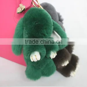 Myfur 2017 Hot Sale Lovely Rex Rabbit Fur Keychain for Bag thumbnail-6