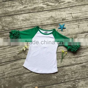 Free Shipping Girls Clothes O-neck Baby Girls Kids Icing Ruffle Raglan Tops Shirts Girls Casual Tops Fall Autumn Top T-shirt thumbnail-2