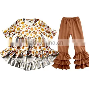 Unique Kids Boutique Clothing Children Ruffle Pumpkin Halloween Outfit thumbnail-1
