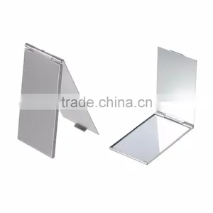 Cheap Wholesale Cosmetic Rectangle Foldable Silver Tone Make Up Pocket Mirror thumbnail-1