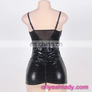 Four Size In Stock Low MOQ Sexy Leather Lingerie Showing Nipples thumbnail-6