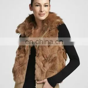 Fox-collar Rabbit Fur Knnited Vest/quality Supplier thumbnail-1