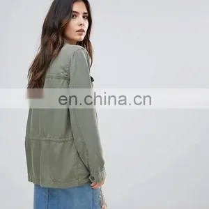 Wholesale Ladies Winter Jacket Custom Women Clothes Woman Army Green Winter Bomber Jacket thumbnail-3