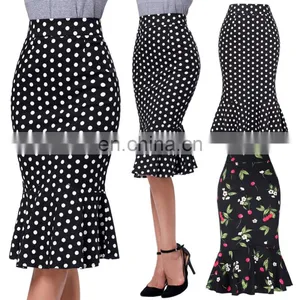 Kate Kasin Occident Women Fashion OL Causal Hips-Wrapped Mermaid Floral Print Tight Pencil Skirt KK000220-2 thumbnail-5