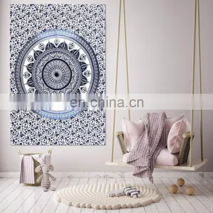 Ombre Mandala Yoga Mat Meditation Wall Hanging Indian 2017 Black & White Tapestry Throw Cotton Wall Decor thumbnail-1