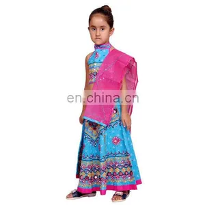 Indian Kids Handmade Red Lehenga Choli Chaniya Choli For Girls Ethnic Dress, Traditional Dress Girl Dresses Duppta Set Ghagra thumbnail-3