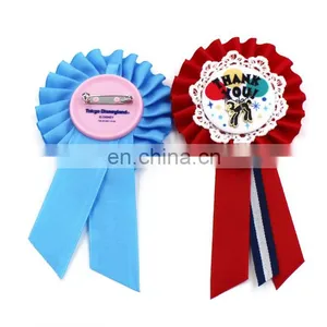 Custom Handmade Satin Rosette Award Ribbon With Safety Pin thumbnail-3