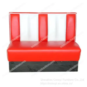 American 1950s Retro Diner Booth Sofa, Colorful Stripe Leather Diner Booth Manufacturer thumbnail-1