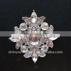 2013 Fashion Sparkly Flower Metal Clear Rhinestone Button thumbnail-1