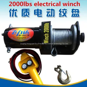 Car Winch for Auto and Self-help With 3000lbs and DC12V/24V and Wired Remote Control thumbnail-1