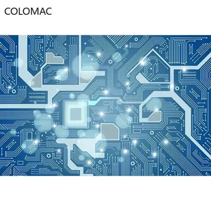 Custom Metal Circuit Board Wallpaper Technology Office Blue Background Wall Gaming Room Decoration Mural Dropshipping thumbnail-2