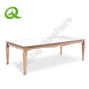High Quality Luxury Gold Stainless Steel Dining Table Marble Top Restaurant Table For Home Hotel thumbnail-3