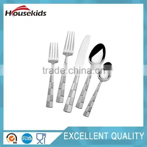 Silver Checkered Stainless Steel Flatware thumbnail-1