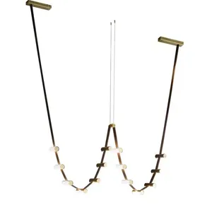 Masolight Leather Belt Zigzag LED Pendant Light | Linear Chandelier thumbnail-4
