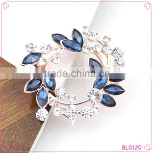 Fashion Cheap Brooch Leaves Circle Brooch Multi Color Crystal Jewelry thumbnail-1