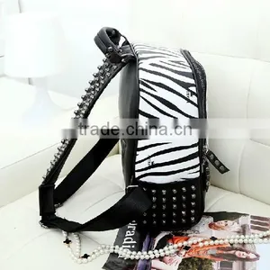 Kores Style Zebra Pattern Rivet Women Backpack Bag Casual School Bags thumbnail-2
