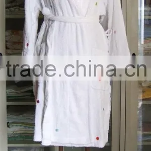 Cotton Terry Cloth Embroidery Night Gown thumbnail-1