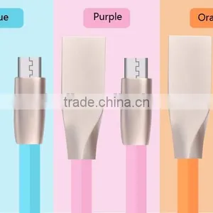 Zinc Alloy Metal Shell Flat Cable With 8 Colors Micro Usb Cable thumbnail-3