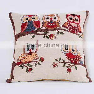 2016 Cute Owl Bird Silkscreen Polyester Fabric Square Custom Cushion Pillow thumbnail-5