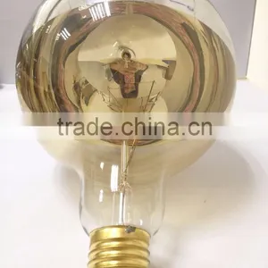 Edison Bulb Globe Lamp Half Chrome Glass Shell Brass Base thumbnail-1