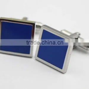 Wholesale Blue Square Shape Stainless Steel Cuff Link thumbnail-3