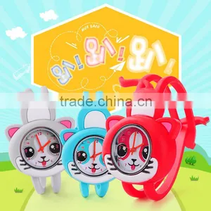 Silicone Bright Color Lying Prone Cat Kid's Summer Wristwatches With CE thumbnail-1