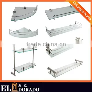 Bathroom SUS304 Contemporary Bathroom Glass Corner Shelves for Hotel and Home Decoration thumbnail-1
