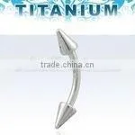 Titanium G23 Banana Eyebrow Ring -16g, 5/16" or 3/8", 3mm Cones thumbnail-1