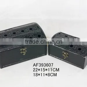 Wood Jewelry Hollowed Out Metal Flower Box thumbnail-1