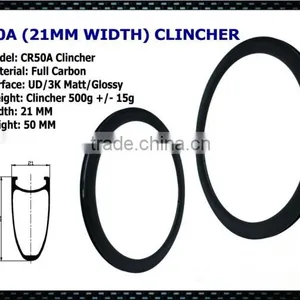50mm Carbon Clincher Rim Road Bike 700c Carbon Fiber Rims 21mm Width UD/3K Matt Full Carbon Rim for Road Aero Bike thumbnail-1
