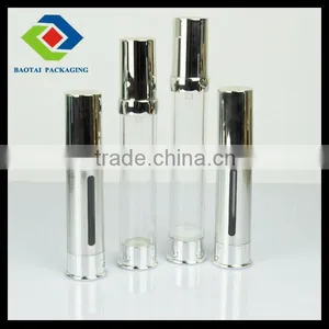 Top Grade 15ml Shiny Sliver Empty Cosmetic Airless Pump Bottle Spray Head thumbnail-1