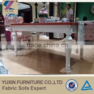 Embossed Solid Wood Dinner Table, White Dining Table Home Living Room thumbnail-5