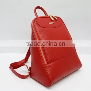 Newest Design Fashionable Red Litchi Pattern Genuine Leather Backpack for Lady thumbnail-2