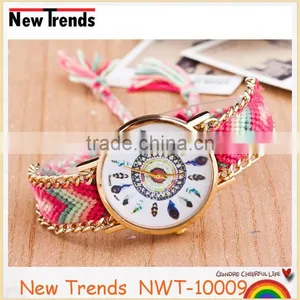 Best Selling DIY Weaved Peacock Wrist Bracelet Watch With Multi-color Cord thumbnail-6