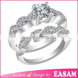 Custom Silver Crystal Wedding Ring/diamond Engagement Ring thumbnail-1