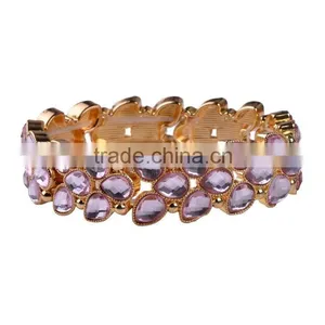 Free Sample 2016 New Design Silver Tone Acrylic Stones Women Bangle Bracelet thumbnail-6