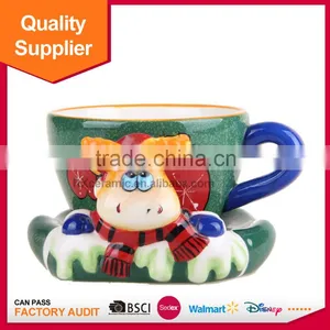 Cheap Hand-painted 3D Christmas Ceramic Coffee Mug With Base thumbnail-2