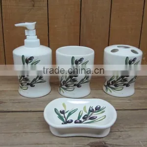 4pcs Olive Design Ceramic Bathroom Accessories Set thumbnail-1