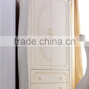 Royal European French Furniture Antique White Bedroom Sets Bed Bedside Table Wardrobe Dressing Table Bench Commode Chair thumbnail-6