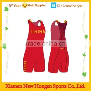 Men And Women China Red Wrestling Singlet Wholesale thumbnail-1