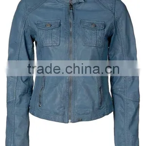 Crust Leather Jacket in Navy Blue Colour thumbnail-1
