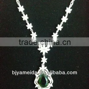 AAA CZ Green Stone Wedding Necklace thumbnail-1