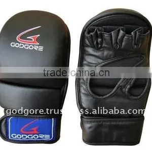 Competition Velcro Closure Soft Durable Lining Hard Hand Crafted Padding Black Leather King MMA Gloves thumbnail-1