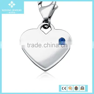 Sapphire Birthstone Heart Charm in Sterling Silver (September) thumbnail-2