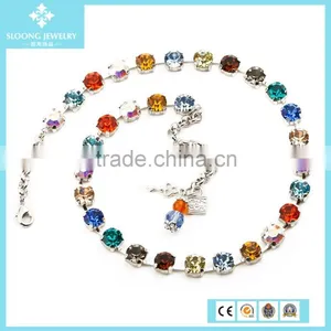 Hot Sale Rainbow Colors Crystal Beaded Statement Necklace thumbnail-1