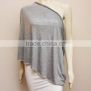 Super Soft Bamboo Spandex Light Grey Top Quality European Fashion Nursing Wrap Scarf Poncho thumbnail-2
