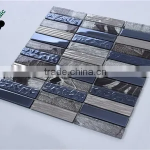SMJ09 Beauty Strip Mosaic Crystal Glass Mosaic Design Mixed Silver Metallic Mosaic Art Decorative Mosaic thumbnail-3