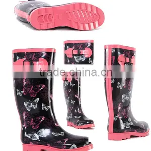 New Women Fashion Rubber Rain Boots Butterfly Pattern Rain Shoes for Women thumbnail-2